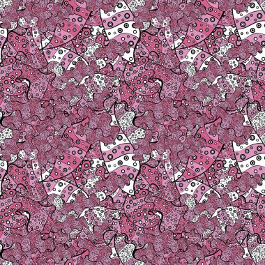 Kartları, davetiyeler, tarihi kartları ve daha birçok kaydetmek için kullanılabilir. Pembe, siyah, beyaz, gri ve nötr renkler. Karalamalar. Sorunsuz dekoratif arka plan. Vektör çizim.