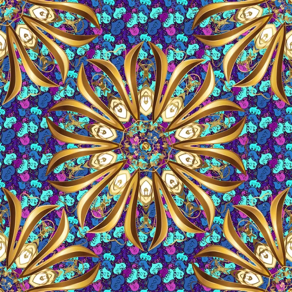 Vintage dekoratif öğeler. Islam, Arapça, Hint, Türk, pakistan, Çin, Osmanlı motifleri. Vektör çizim. Oriental desen mavi, kahverengi ve bej renkler renkli. Soyut Mandala.