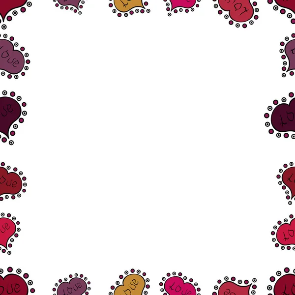 Cornice Doodles Costituito Bordo Bianco Rosso Nero Schema Senza Soluzione — Vettoriale Stock