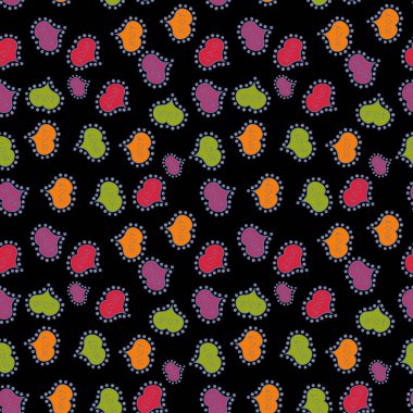 Sevgililer günü. Siyah, mavi ve yeşil. Vektör süslü aşk şekil Dikişsiz desen arka plan.