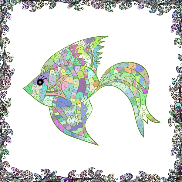 Drôle Dessin Animé Poissons Colorés Poissons Vecteurs Sur Blanc Neutre — Image vectorielle