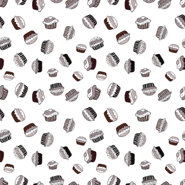 Cupcake Coloré Isolé Pour Conception Affiches Alimentaires Sur Blanc Noir — Image vectorielle
