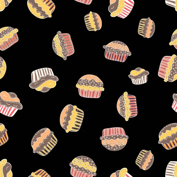 Cupcakes Dessinés Main Illustration Vectorielle Cupcake Illustration Vectorielle Gâteaux Caniche — Image vectorielle