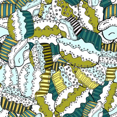 Vektör cupcake çizim. Doodle kek krem ile. Vektör çizim. Elle çizilmiş cupcakes. Beyaz, sarı ve tarafsız şirin Doğum izi.