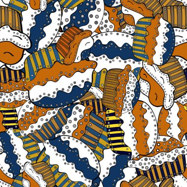 Güzel Doğum günü arka plan beyaz, siyah ve mavi. Kağıt ambalaj. Kek ile Seamless modeli. Vektör çizim.