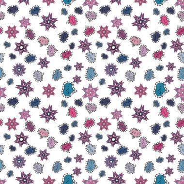 Renkler, beyaz, mavi ve pembe çizgili lekeli. Vektör tasarımı. Suluboya kalpler seamless modeli. Sembol, güzel, güzel, Romantik, tatil dekorasyon seviyorum. Elle çizilmiş illüstrasyon izole,.