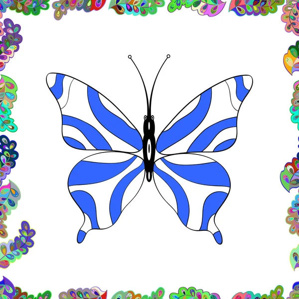 Sans Couture Mignon Motif Vectoriel Blanc Papillon Bleu Vert Décor — Image vectorielle