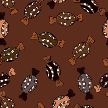 Tatlılar ve mumlar, çizimler. Sorunsuz. Vektör çizim. Şeker dükkanı.