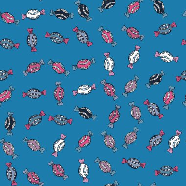 Mavi, siyah, pembe, beyaz ve gri renkler. Vektör. Renkli şeker sorunsuz.