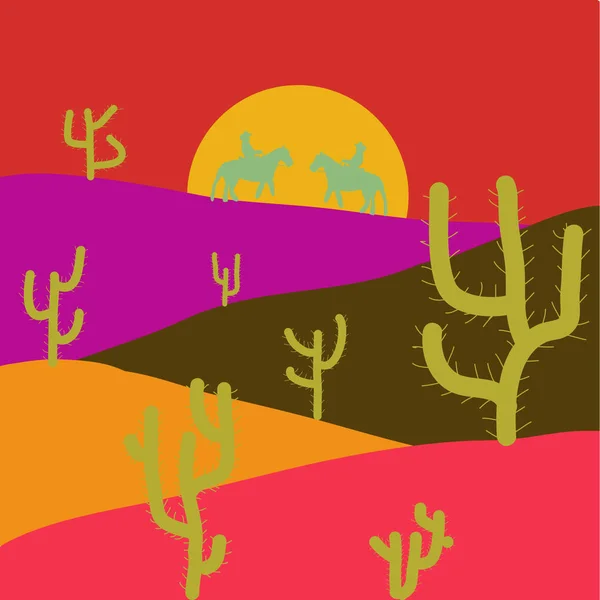 Colores Naranja Rosa Marrón Patrón Vectorial Con Plantas Cactus Patrón — Vector de stock