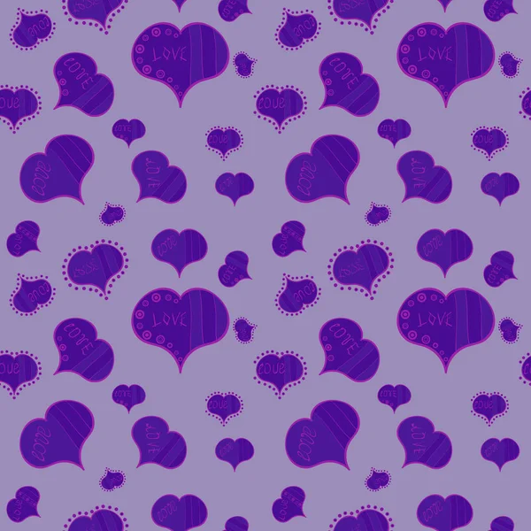 Ilustración Vectorial Corazones San Valentín Neutro Violeta Púrpura Textura Textura — Vector de stock