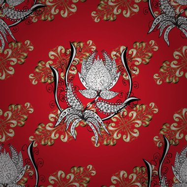 Noel altın kar tanesi süs desen. Sembol tatil, yeni yıl kutlama vektör altın desen altın elemanları ile. Kırmızı, beyaz renkler üzerinde altın kar tanesi. Kış kar doku duvar kağıdı.