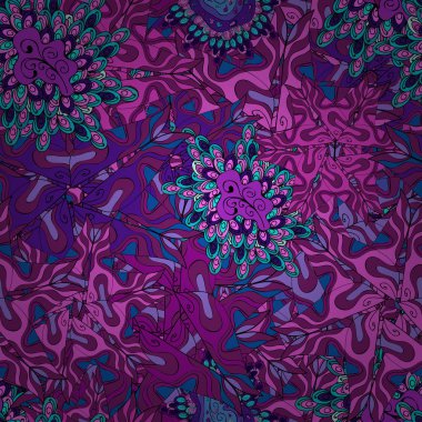 Vektör tasarımı. Soyut karalamalar desen. Desen mor, mor ve siyah renkler. Sorunsuz şirin kumaş deseni. -hisse senedi. Kullanılabilmesi için kupa baskı, Bebek giyim, duvar kağıdı, kutuları vb kaydırma.