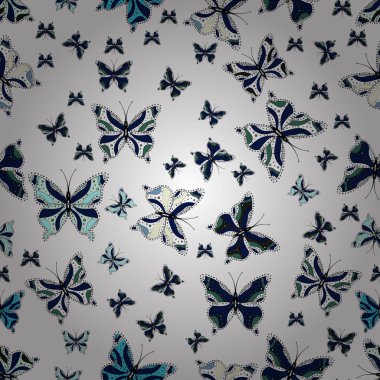 Resim Scrapbooking için. Sorunsuz. Clipart beyaz, mavi ve gri kelebek hakkında Magic çizgi film. Vektör çizim. Babybook ve dijital baskı kartı ve fotoğraf çocuk albümleri.