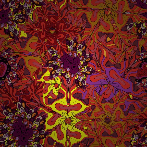 Вектор Склад Бесшовный Рисунок Фона Лапша Оранжевого Черного Фиолетового Красного — стоковый вектор