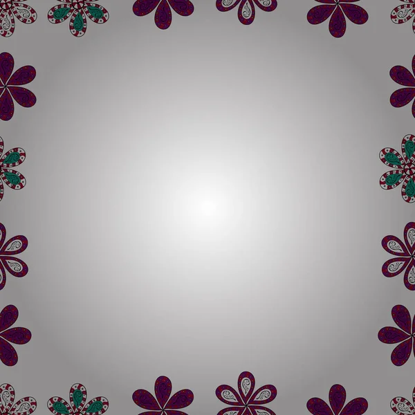 Иллюстрация Белых Фиолетовых Красных Цветах Векторная Иллюстрация Бесшовный Шаблон Квадратные — стоковый вектор