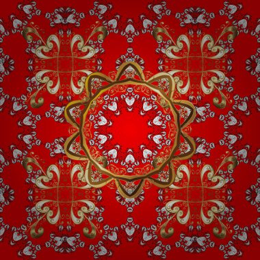 Antika altın yinelenebilir duvar kağıdı. Damasko sorunsuz yinelenen desen. Altın çiçek süsleme barok tarzı. Kırmızı, beyaz ve kahverengi renkleri altın öğesi.