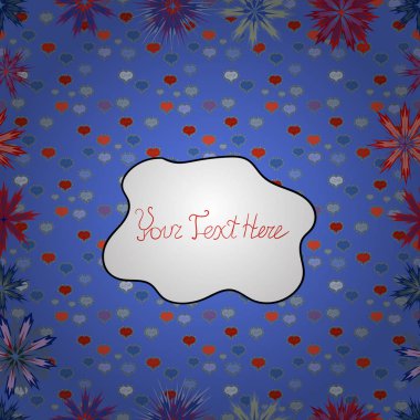 Dikişsiz desen zarif dekoratif süsleme moda için baskı, karalama defteri, ambalaj kağıdı, duvar kağıdı. Mavi, beyaz ve kırmızı renkler vektör çizim resimleri.