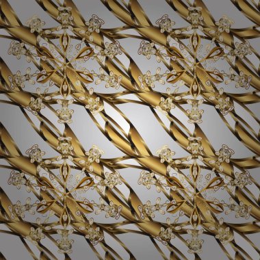 Dikişsiz güzel kumaş desen. Doodles'ın gri, kahverengi ve beyaz renkler. Vektör.