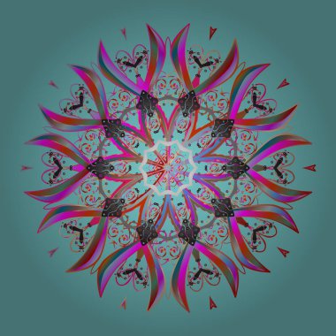 Mavi, gri ve pembe siluet snow flake işareti. Kar tanesi mozaik simgesi. Düz tasarım. Grafik öğesi dekorasyon. Sembol dondurulmuş, kış, Noel, yeni yıl tatili. Vektör çizim.