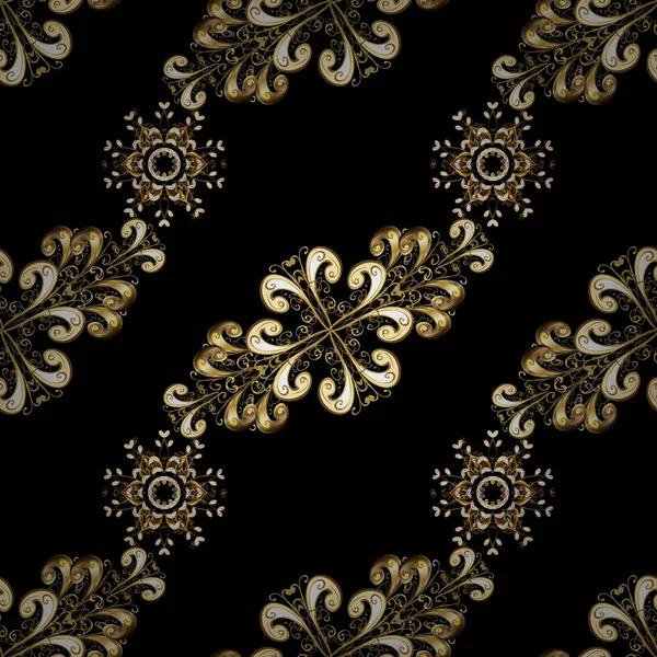 Patrón Dorado Colores Negro Beige Marrón Con Elementos Dorados Decoración — Archivo Imágenes Vectoriales