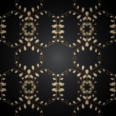 Klasik vintage arka plan. Geleneksel şark süsleme. Gri, siyah ve sarı renkler altın elemanları ile Seamless modeli. Klasik vektör altın seamless modeli.