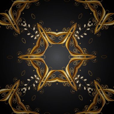 Vektör altın çiçek süsleme brokar Tekstil ve cam desen. Siyah renkleri altın elemanları ile. Çiçek desenli altın metal. Dikişsiz altın desen.