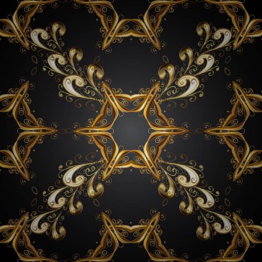 Oryantal vektör klasik siyah ve altın desen. Sorunsuz arka plan. Vektör çizim.