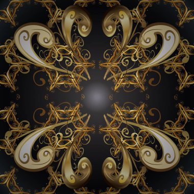 Klasik vektör altın Dikişsiz desen. Altın desen gri, kahverengi ve bej renkler altın elemanları ile. Geleneksel şark süsleme. Klasik vintage arka plan.