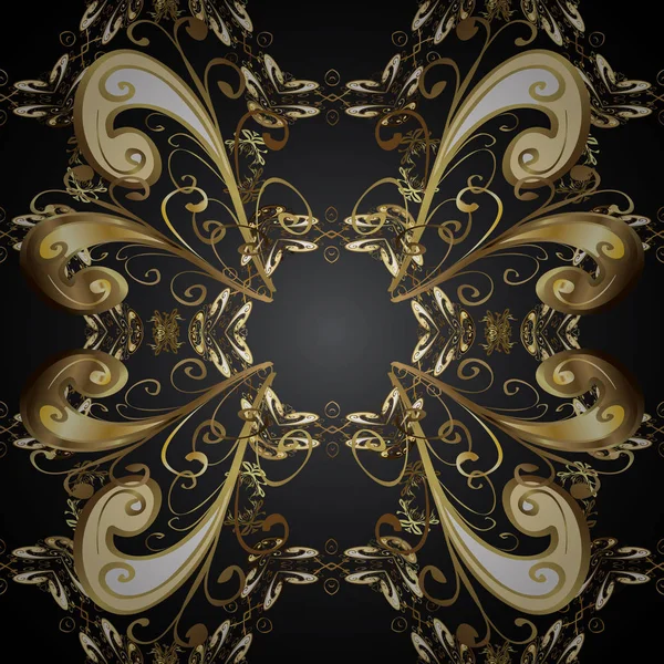 Damast Nahtlose Muster Wiederholen Hintergrund Antike Goldene Wiederholbare Tapete Goldenes — Stockvektor