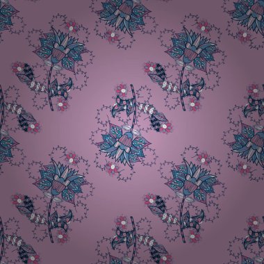 Vektör desen. Sevimli çiçek desenli küçük çiçek. Nazik, yaz tarafsız, mavi ve pembe renk çiçek. Vektör çizim.