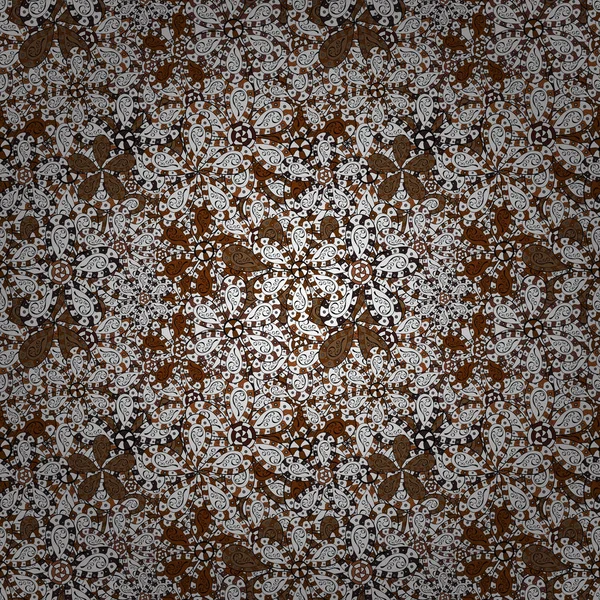Flowers on white, brown and black colors. Colour Spring Theme seamless pattern Background. Flat Flower Elements Design. Nice flower vector pattern.