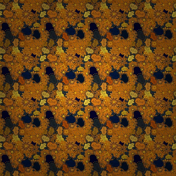Ilustración Vectorial Bosquejo Elementos Del Corazón Colores Naranja Azul Negro — Archivo Imágenes Vectoriales