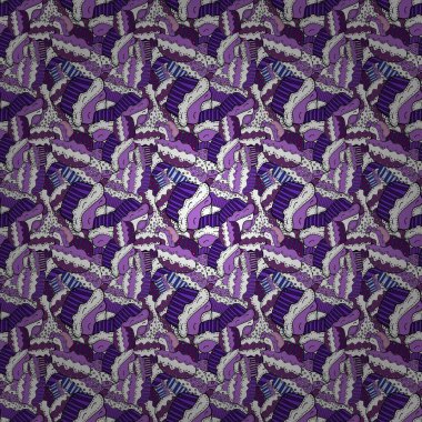 Cupcake desen. Güzel Doğum günü desen mor, beyaz ve siyah. Sorunsuz elle çizilmiş vintage tatlı kek ve kurabiye. Vektör çizim.