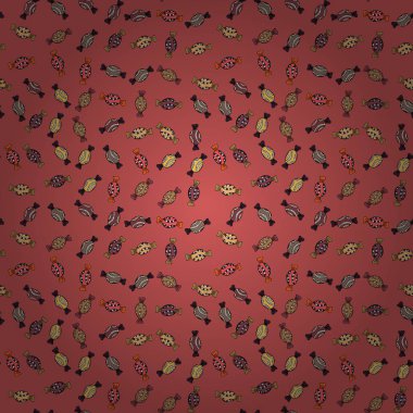 Suluboya tatlılar şekerlemeler ile Seamless modeli. Pembe, bej ve siyah renkler. Şeker vektör doodle.