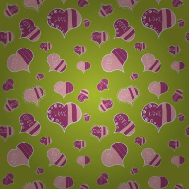 Yeşil, pembe ve tarafsız dokulu smear kalp şekilleri vektör nesnelerine zemin üzerine yeşil, pembe ve tarafsız elemanları ile izole.