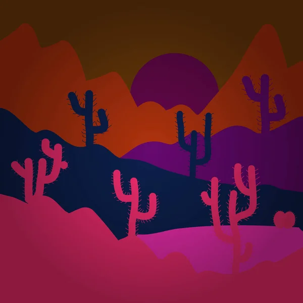 Ilustração Nas Cores Rosa Laranja Marrom Paisagem Deserto Texas Deserto — Vetor de Stock