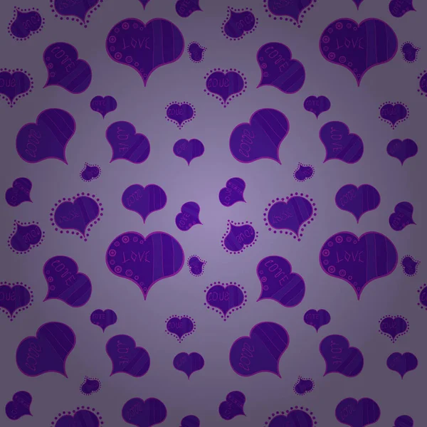 无缝情人心爱无缝模式与心脏 矢量插图 尼斯中性 紫罗兰色和紫色的元素 爱情婚礼背景设计 — 图库矢量图片