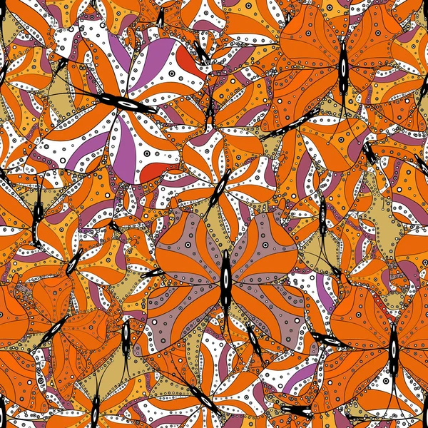 Бесшовный Рисунок Бабочкой Оранжевом Белом Черном Фоне Симпатичный Фон Оформления — стоковый вектор