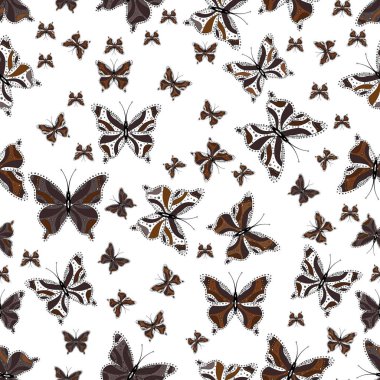 Sorunsuz. Basit kadınsı desen davet için kartı, baskı. Beyaz, mor ve kahverengi arka plan üzerinde kelebek. Vektör çizim.