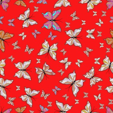 Basit tarzda. Arka plan. Soyut şirin kelebek kırmızı, pembe ve beyaz renkler. Vektör çizim.