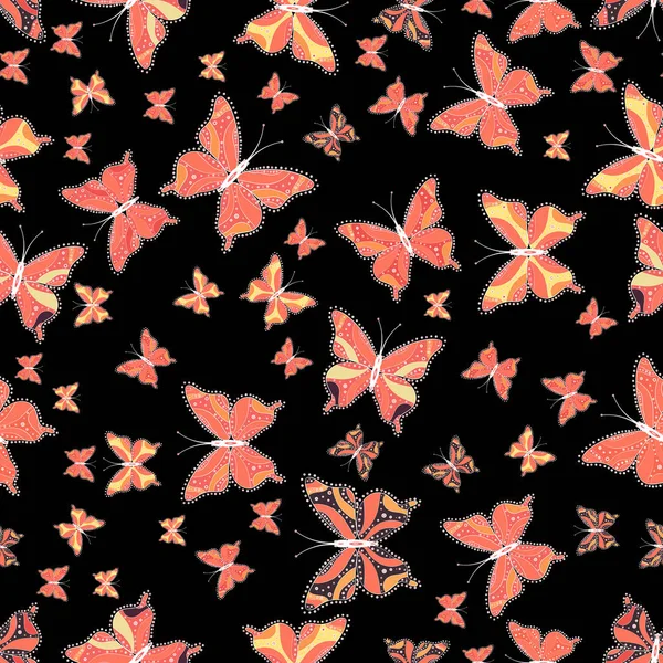 Hermoso Diseño Ilustración Patrón Vector Mariposa Imágenes Colores Negro Naranja — Archivo Imágenes Vectoriales