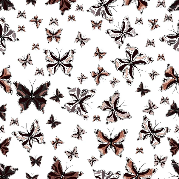 灰色の蝶のパターン 服のデザインの装飾背景 かわいい蝶のプリント模様のシームレスなパターン ベクトル図 — ストックベクタ