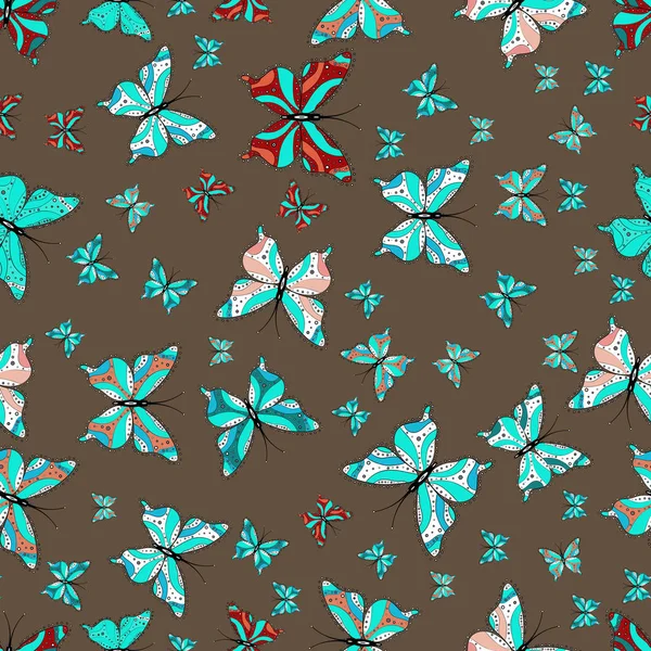 Papillons Décoratifs Dessinés Main Illustration Vectorielle Mode Belle Conception Tissu — Image vectorielle