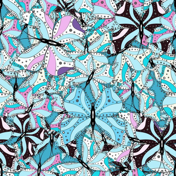 Diseño Tela Bonita Moda Mariposas Decorativas Dibujadas Mano Imagen Colores — Vector de stock