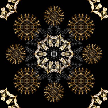 Duvar kağıdı Barok, Şam. Sorunsuz çiçek desenli. Siyah, kahverengi ve gri renkler üzerinde grafik modern seamless modeli. Sorunsuz vektör arka plan.