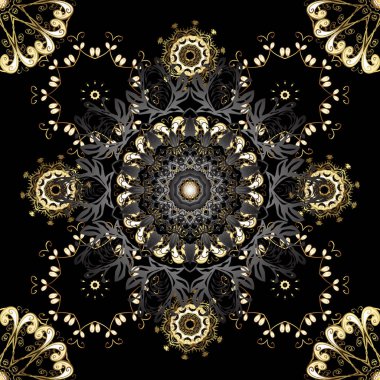 Sorunsuz şark süsleme Barok tarzında. Vektör geleneksel klasik altın seamless modeli siyah, gri ve kahverengi renkleri.