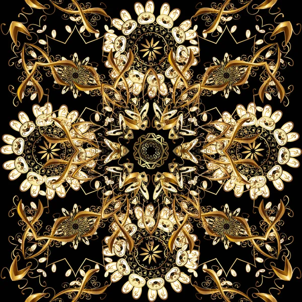 Дамаський Безшовний Орнамент Традиційний Вектор Золотий Візерунок Класичний Східний Візерунок — стоковий вектор