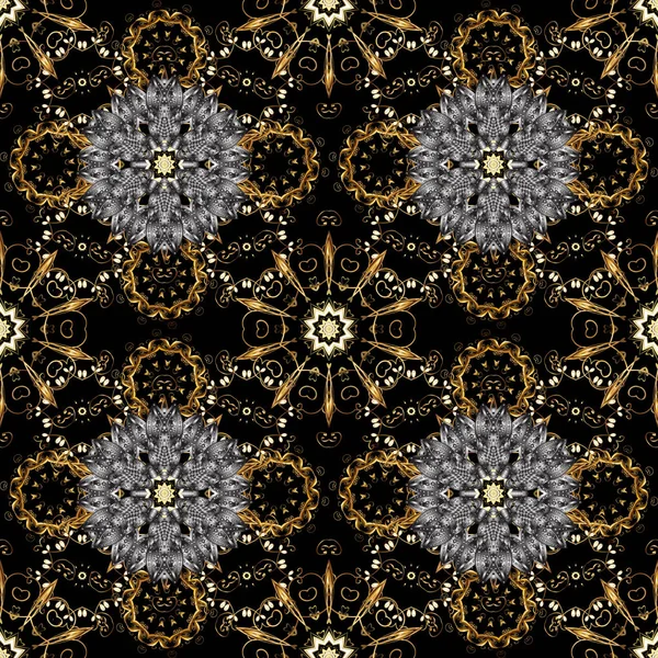 Antyczny Złoty Tapeta Powtarzalne Złoty Kwiatowy Ornament Stylu Barokowym Złote — Wektor stockowy