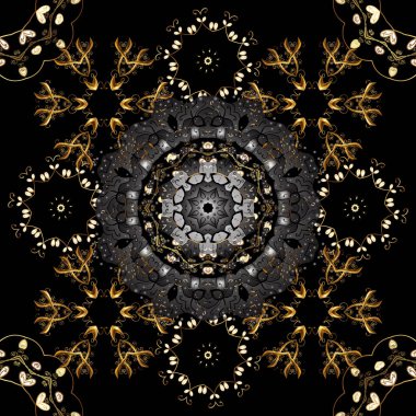 Siyah, gri ve kahverengi renkleri altın elemanları ile altın izi. Seamless klasik altın modeli. Vektör geleneksel şark süsleme.